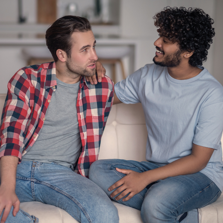 Couple discussing Reproductive Facts FAQ for psychological affect  
